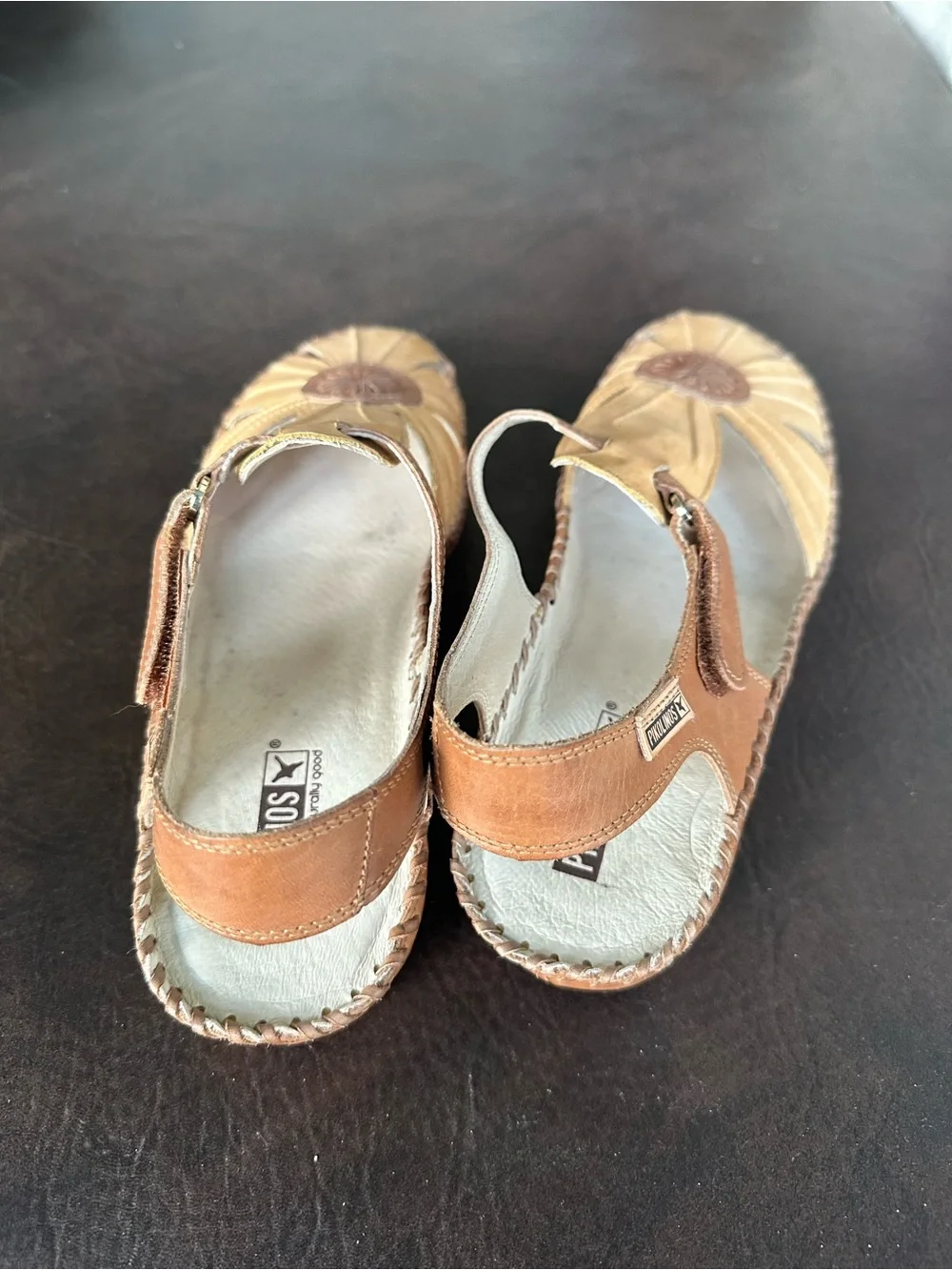 PIKOLINOS Tan & Brown Leather Slingback Sandals